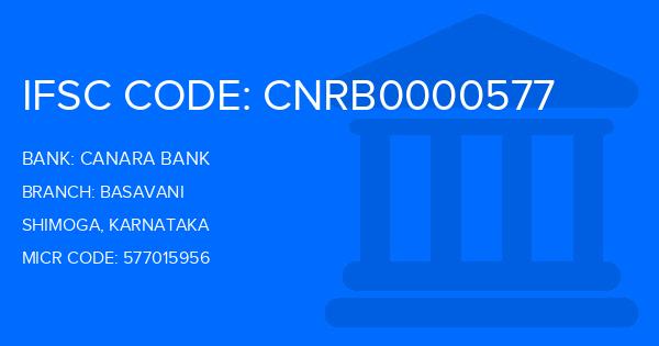 Canara Bank Basavani Branch IFSC Code