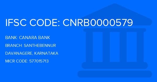 Canara Bank Santhebennur Branch IFSC Code