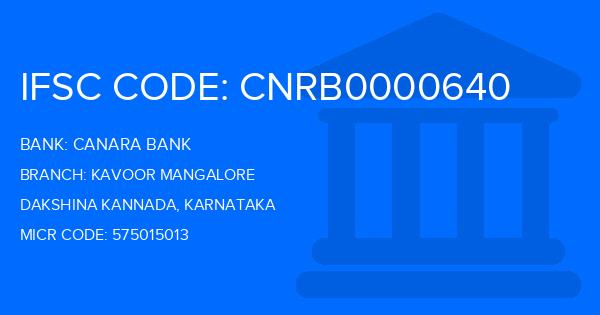 Canara Bank Kavoor Mangalore Branch IFSC Code