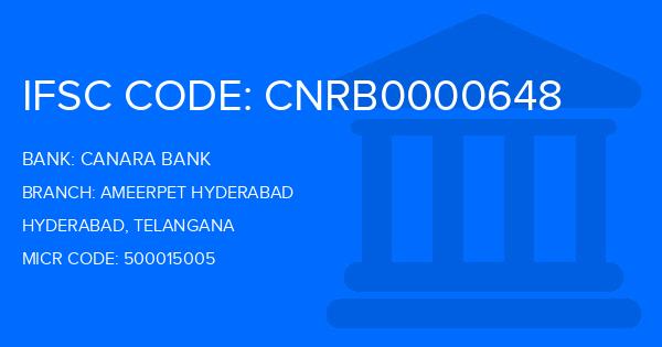 Canara Bank Ameerpet Hyderabad Branch IFSC Code