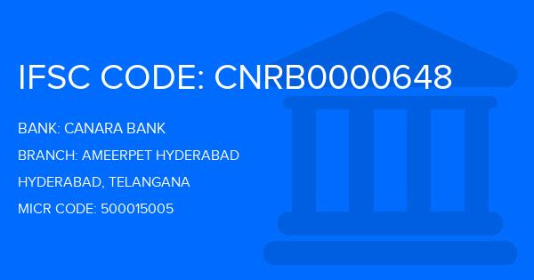 Canara Bank Ameerpet Hyderabad Branch IFSC Code