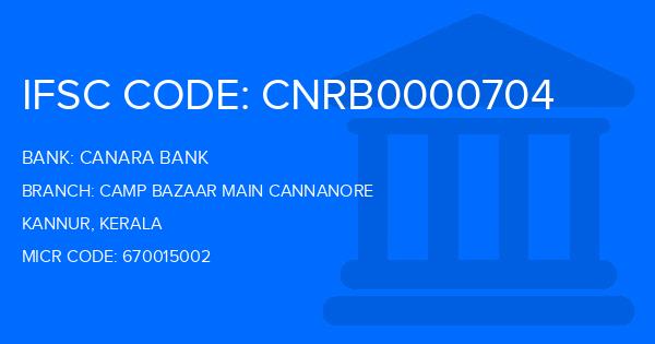 Canara Bank Camp Bazaar Main Cannanore Branch IFSC Code