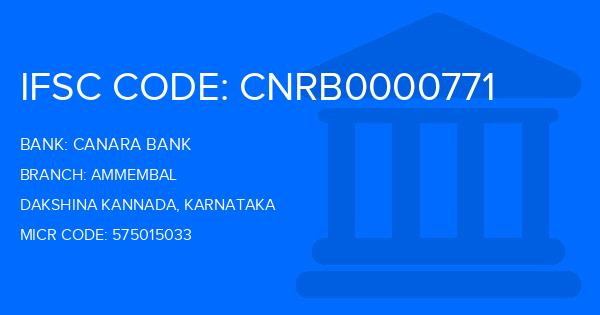 Canara Bank Ammembal Branch IFSC Code