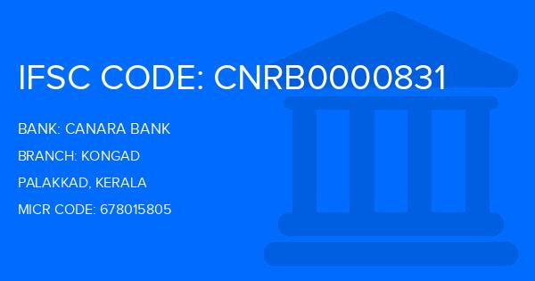 Canara Bank Kongad Branch IFSC Code