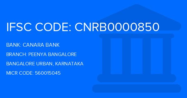 Canara Bank Peenya Bangalore Branch IFSC Code