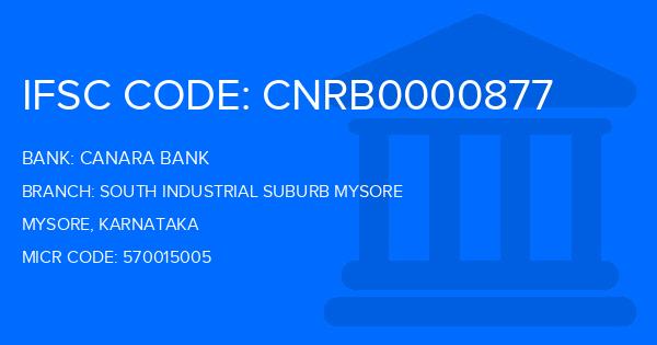 Canara Bank South Industrial Suburb Mysore Branch IFSC Code