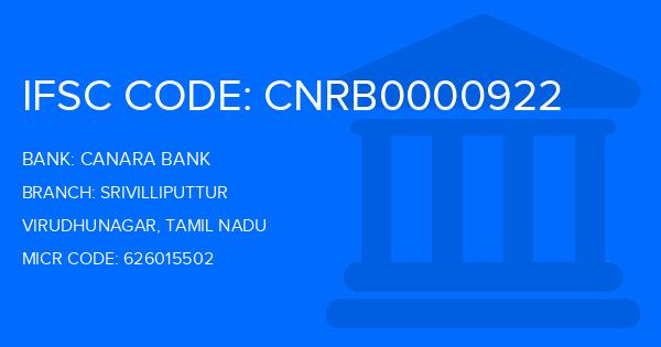 Canara Bank Srivilliputtur Branch IFSC Code