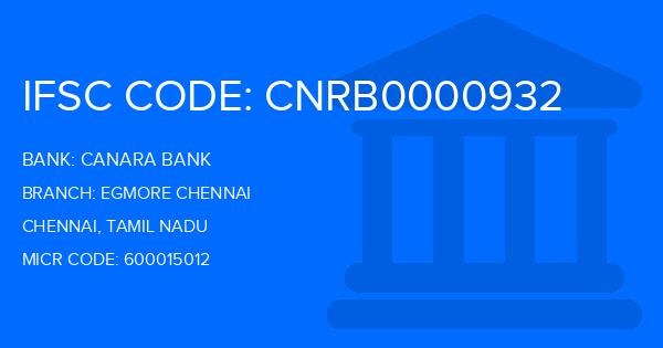 Canara Bank Egmore Chennai Branch IFSC Code