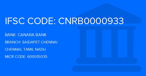 Canara Bank Saidapet Chennai Branch IFSC Code