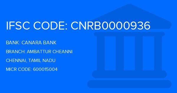 Canara Bank Ambattur Cheanni Branch IFSC Code