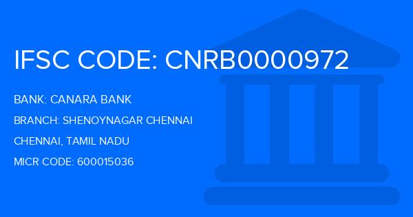 Canara Bank Shenoynagar Chennai Branch IFSC Code