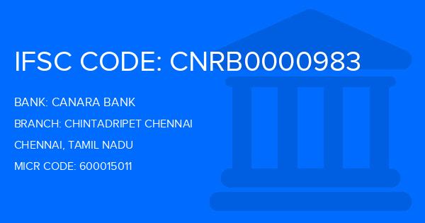 Canara Bank Chintadripet Chennai Branch IFSC Code