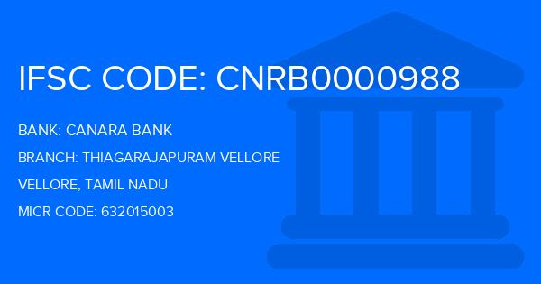 Canara Bank Thiagarajapuram Vellore Branch IFSC Code