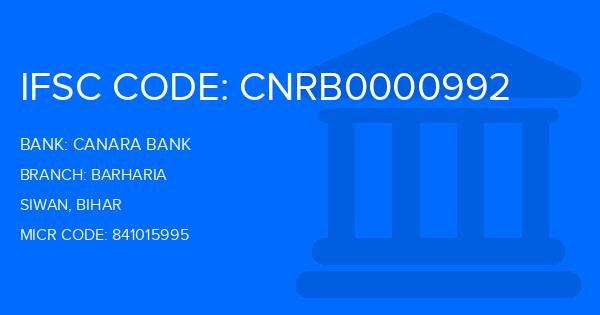 Canara Bank Barharia Branch IFSC Code