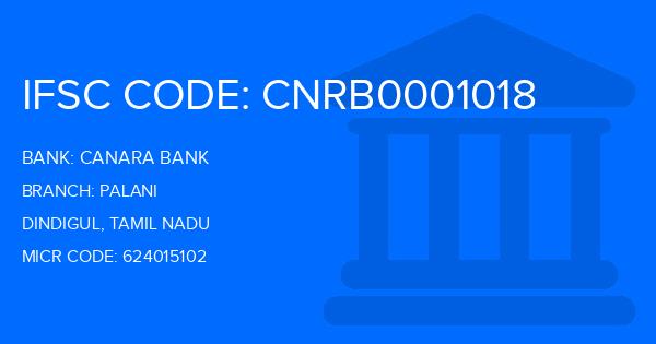 Canara Bank Palani Branch IFSC Code