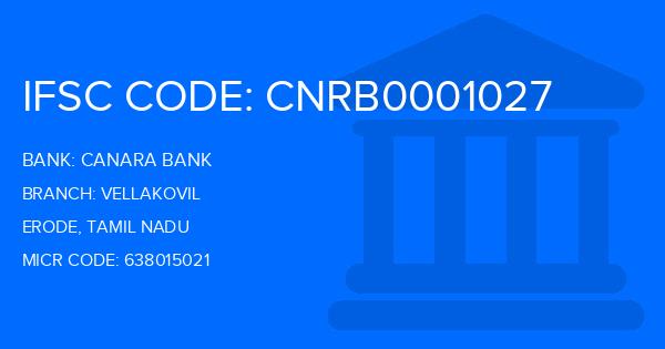Canara Bank Vellakovil Branch IFSC Code