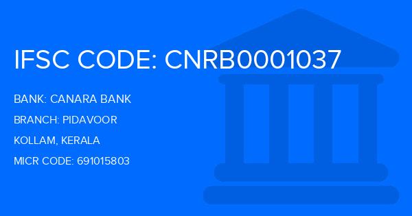 Canara Bank Pidavoor Branch IFSC Code
