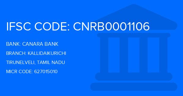 Canara Bank Kallidaikurichi Branch IFSC Code