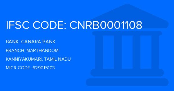 Canara Bank Marthandom Branch IFSC Code
