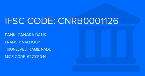 Canara Bank Vallioor Branch IFSC Code