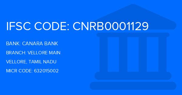 Canara Bank Vellore Main Branch IFSC Code