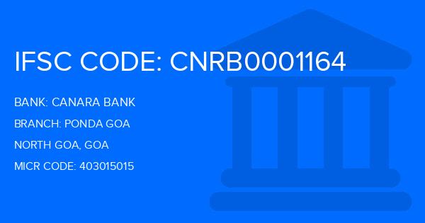 Canara Bank Ponda Goa Branch IFSC Code