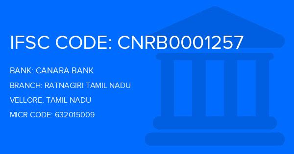 Canara Bank Ratnagiri Tamil Nadu Branch IFSC Code