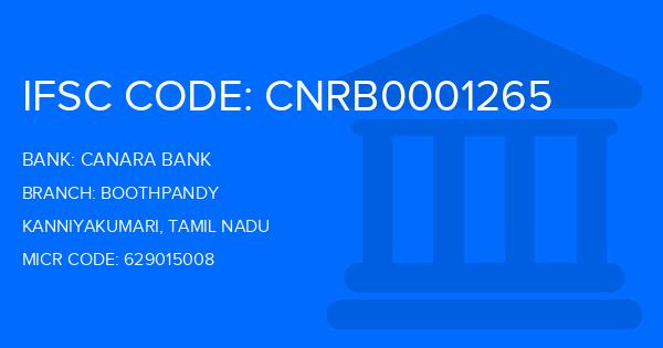 Canara Bank Boothpandy Branch IFSC Code