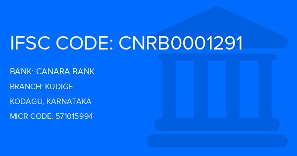 Canara Bank Kudige Branch IFSC Code