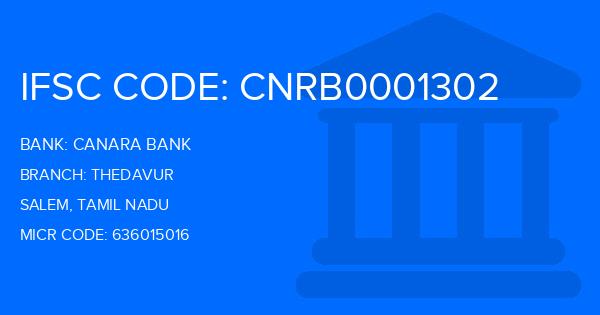 Canara Bank Thedavur Branch IFSC Code