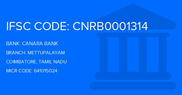 Canara Bank Mettupalayam Branch IFSC Code