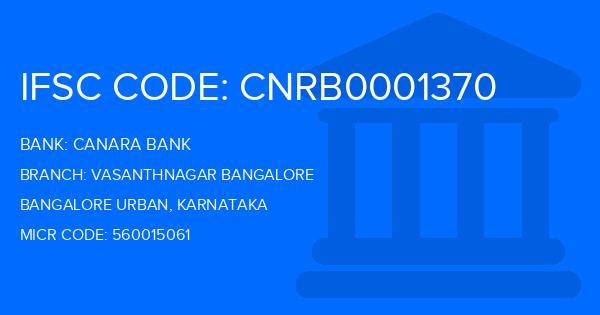 Canara Bank Vasanthnagar Bangalore Branch IFSC Code