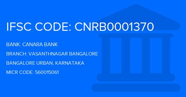 Canara Bank Vasanthnagar Bangalore Branch IFSC Code