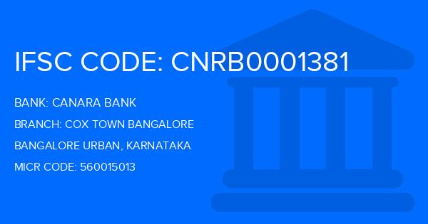 Canara Bank Cox Town Bangalore Branch IFSC Code