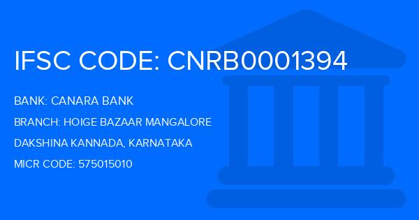 Canara Bank Hoige Bazaar Mangalore Branch IFSC Code
