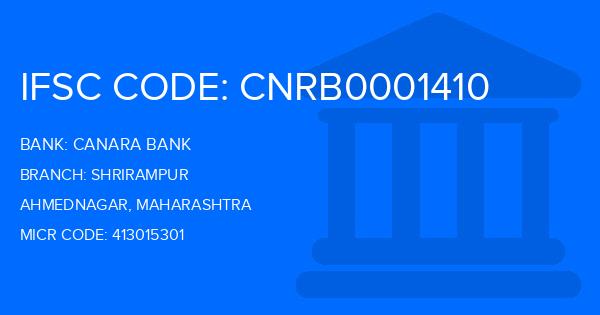 Canara Bank Shrirampur Branch IFSC Code