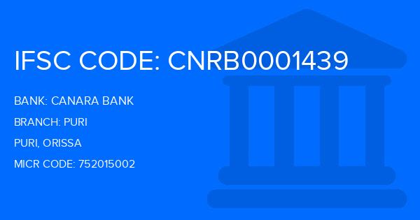 Canara Bank Puri Branch IFSC Code