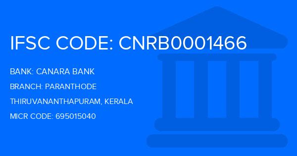 Canara Bank Paranthode Branch IFSC Code