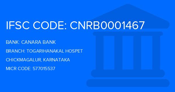 Canara Bank Togarihanakal Hospet Branch IFSC Code