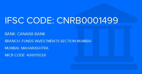 Canara Bank Funds Investments Section Mumbai Branch IFSC Code