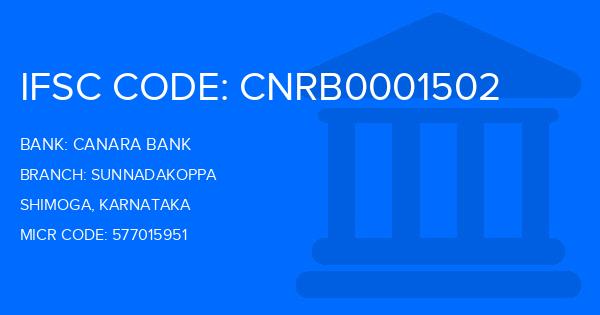Canara Bank Sunnadakoppa Branch IFSC Code