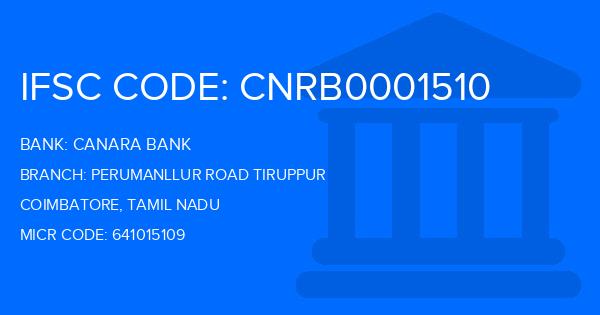 Canara Bank Perumanllur Road Tiruppur Branch IFSC Code