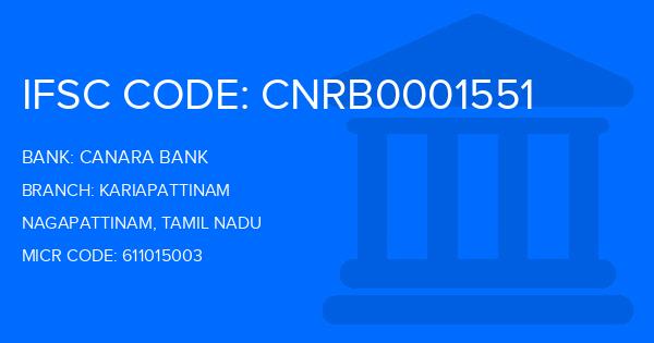 Canara Bank Kariapattinam Branch IFSC Code