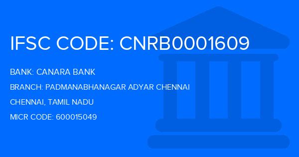 Canara Bank Padmanabhanagar Adyar Chennai Branch IFSC Code