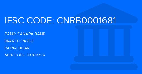 Canara Bank Pareo Branch IFSC Code