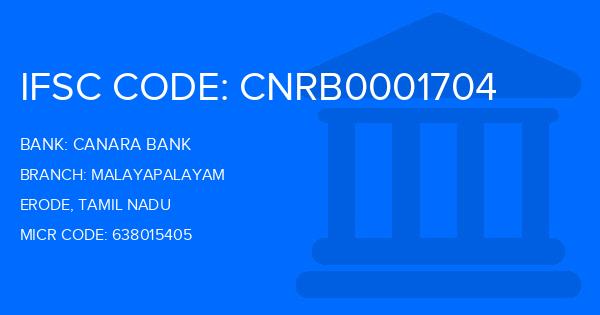 Canara Bank Malayapalayam Branch IFSC Code