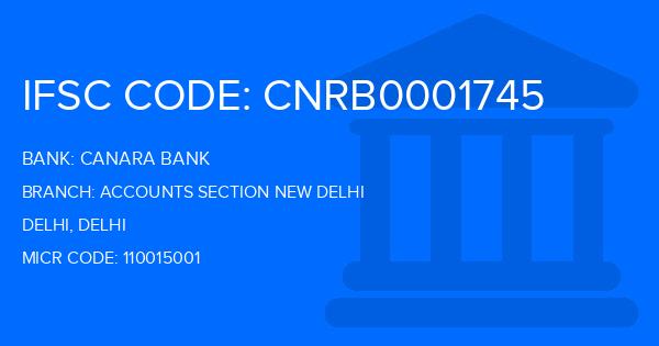 Canara Bank Accounts Section New Delhi Branch IFSC Code