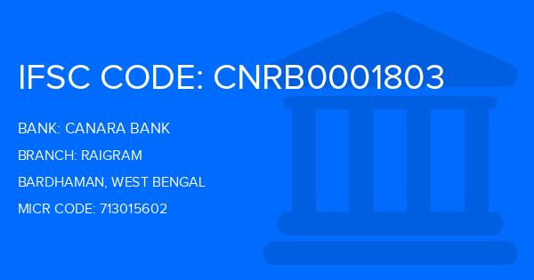 Canara Bank Raigram Branch IFSC Code