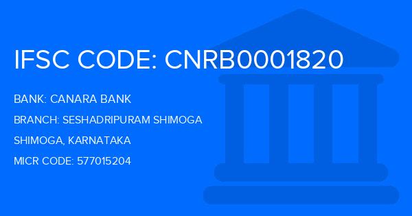 Canara Bank Seshadripuram Shimoga Branch IFSC Code