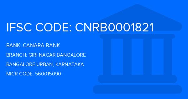 Canara Bank Giri Nagar Bangalore Branch IFSC Code